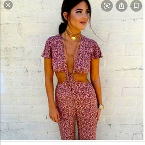 Floral 70s inspired floral jumpsuit